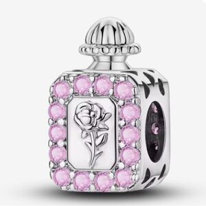 Elegant Sterling Silver Perfume Bottle Charm with Crystal Accents